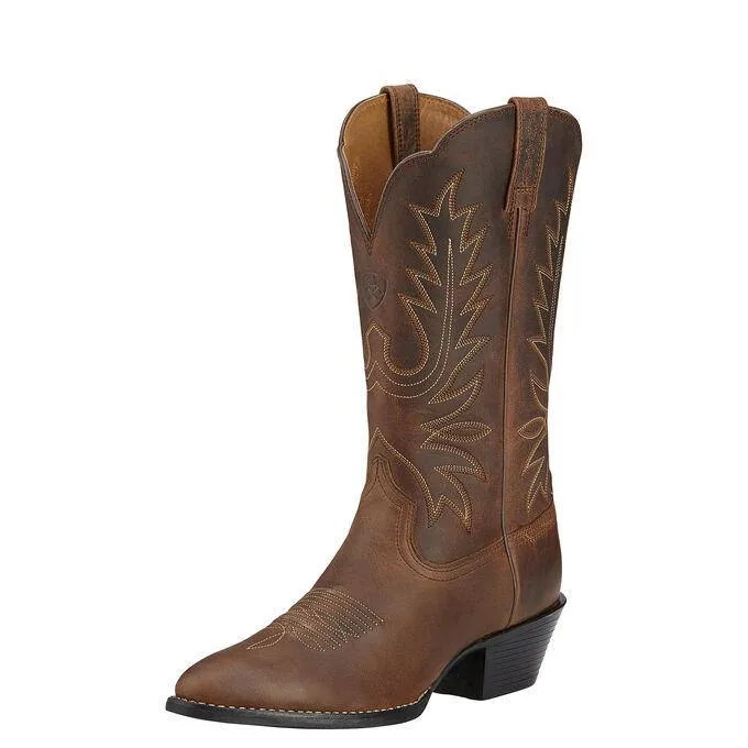 Ariat Women's Heritage R Toe Western Cowboy Boot Distressed Brown