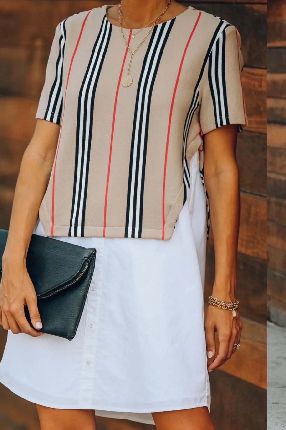 Bailey stripe detail T Shirt dress