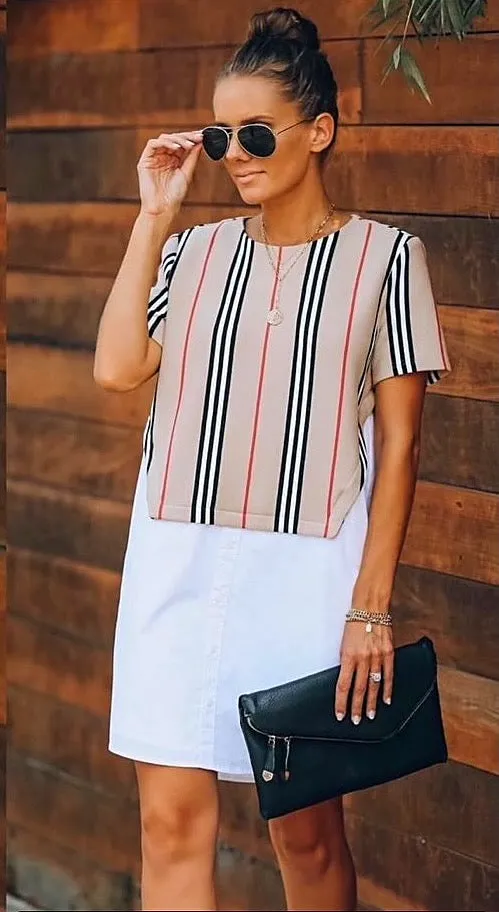 Bailey stripe detail T Shirt dress