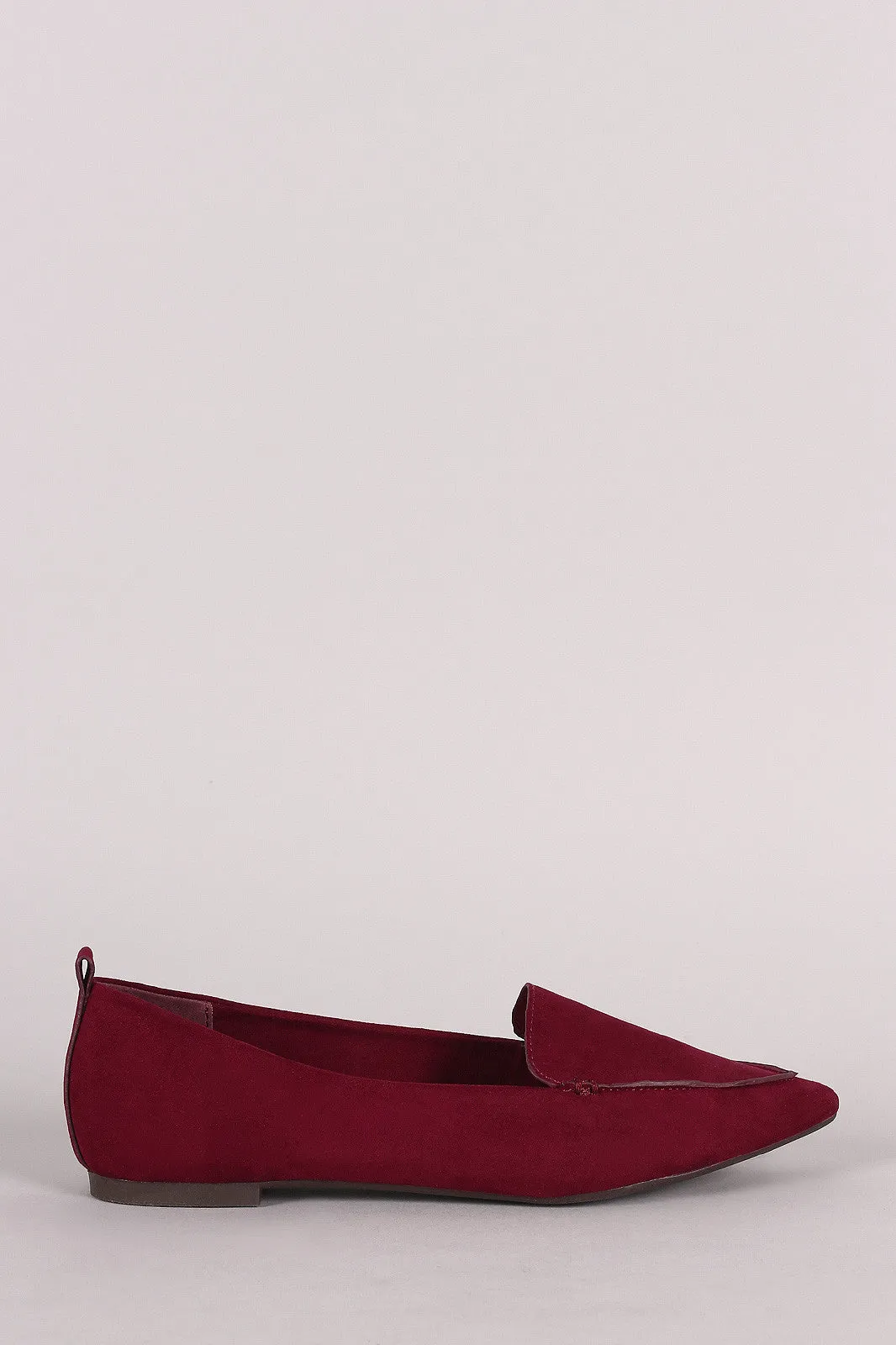 Bamboo Faux Suede Pointy Toe Moccasin Flats