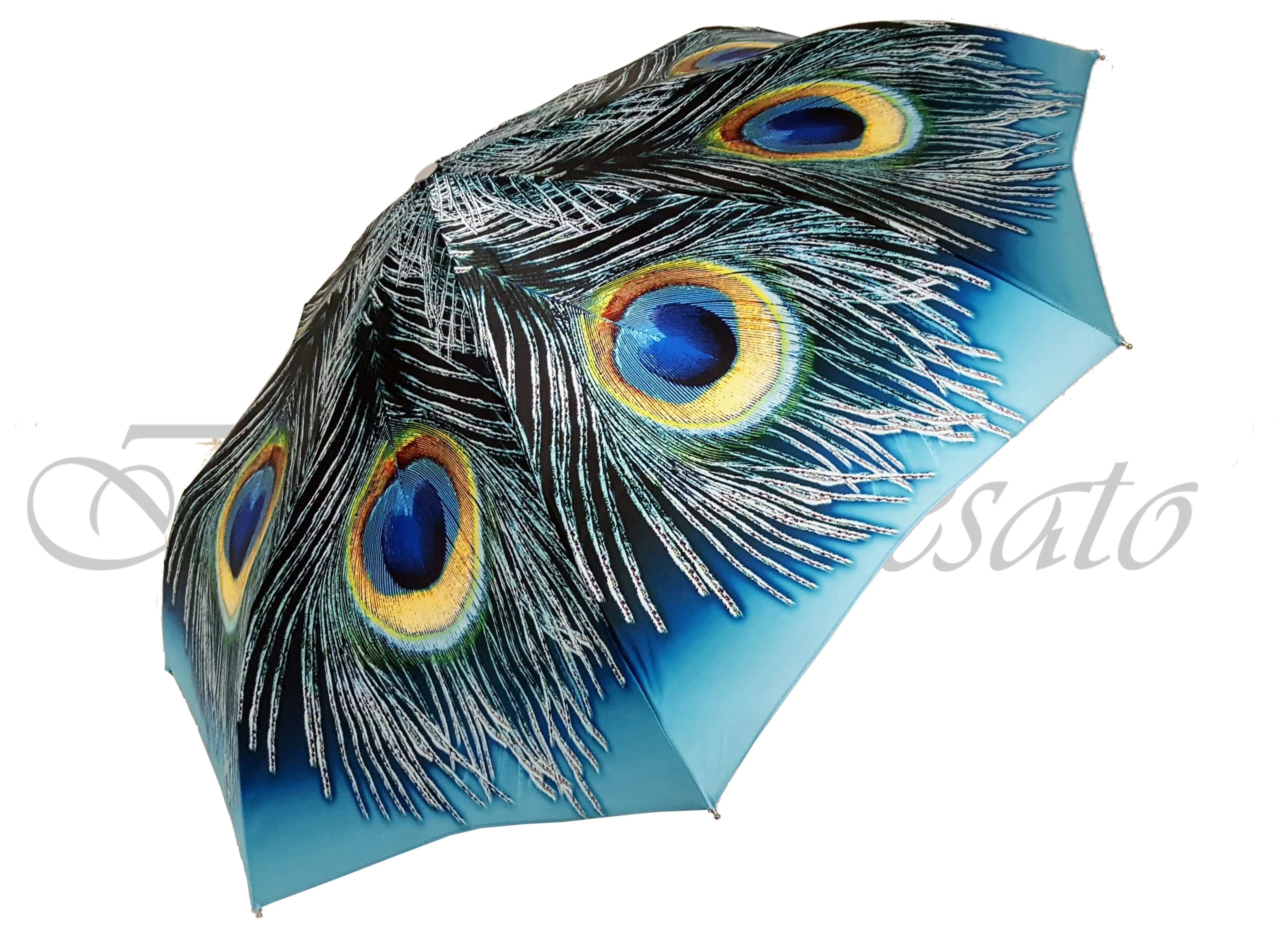 Beautiful Compact Umbrella With Printed Peacock Design