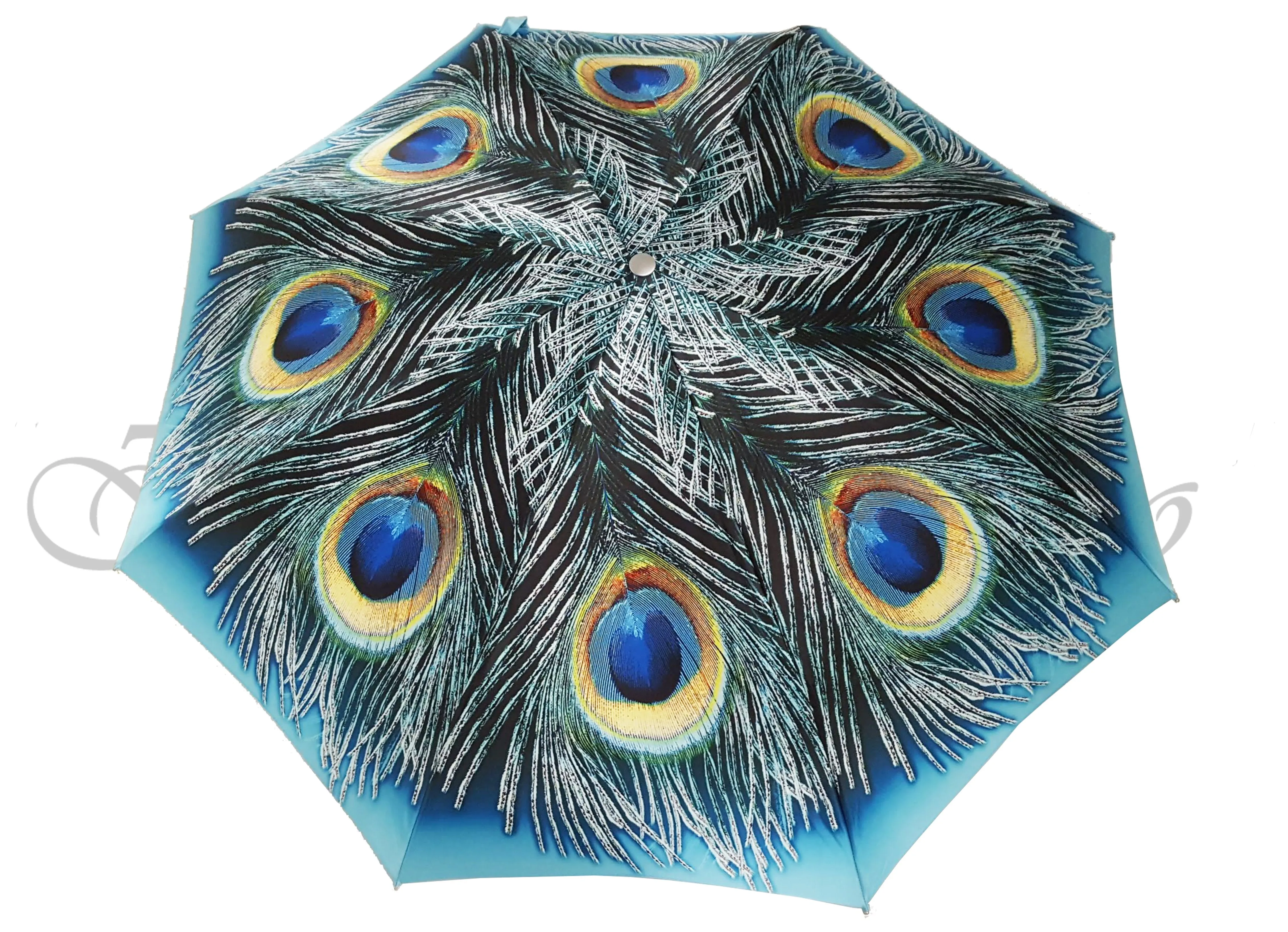 Beautiful Compact Umbrella With Printed Peacock Design