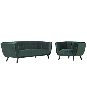 Bestow 2 Piece Performance Velvet Sofa and Armchair Set