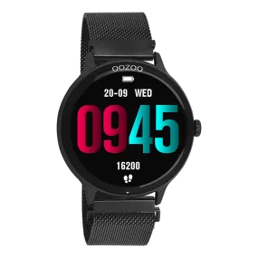 Black OOZOO smartwatch with black metal mesh bracelet - Q00139