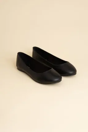 Black Round Toe Ballerina Flats