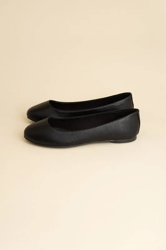 Black Round Toe Ballerina Flats