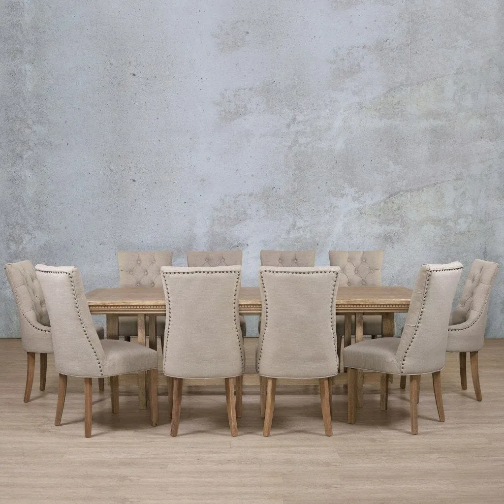 Bolton Fluted Wood & Duchess 10 Seater Dining Set