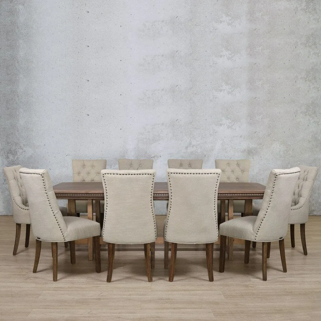 Bolton Fluted Wood & Duchess 10 Seater Dining Set