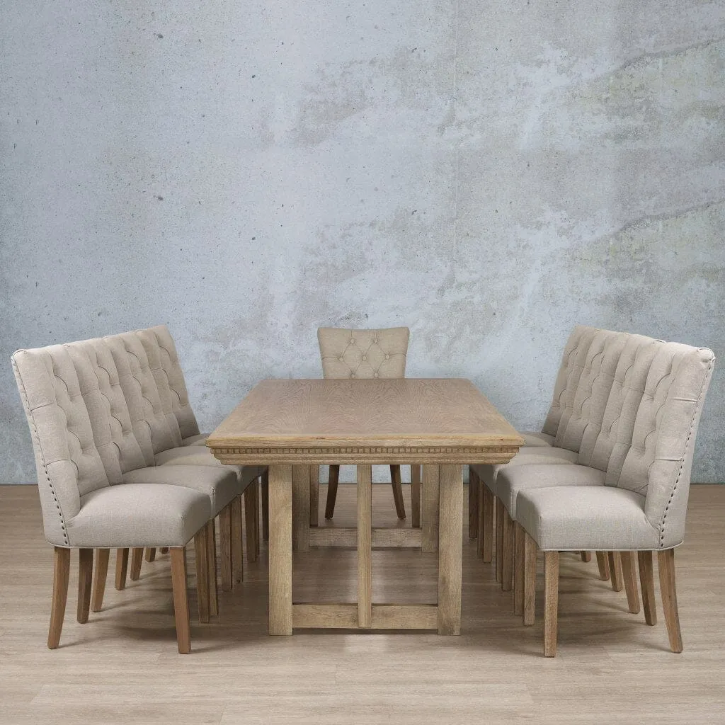 Bolton Fluted Wood & Duchess 10 Seater Dining Set