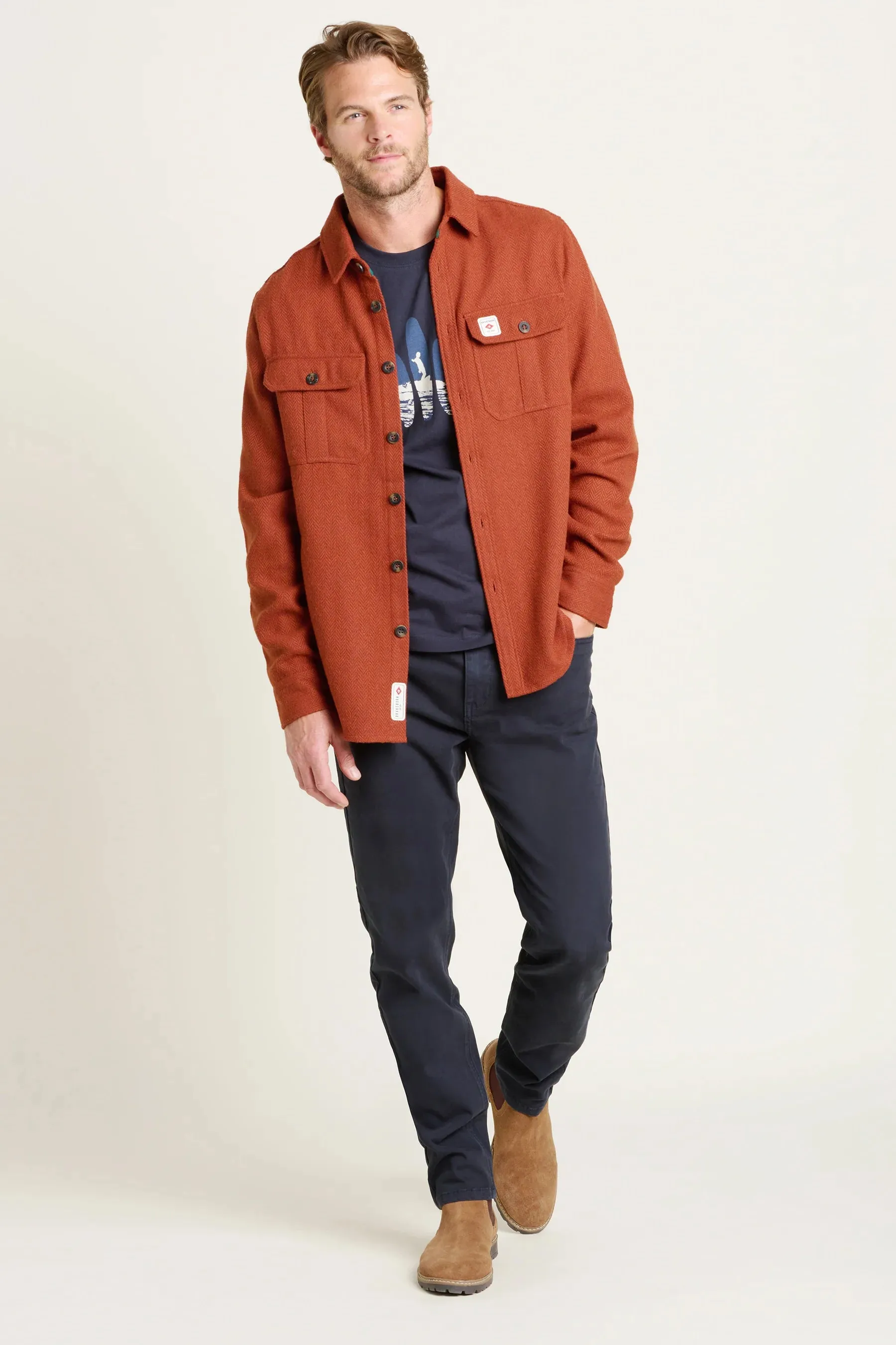 Brakeburn L Burnt Orange Rust Overshirt