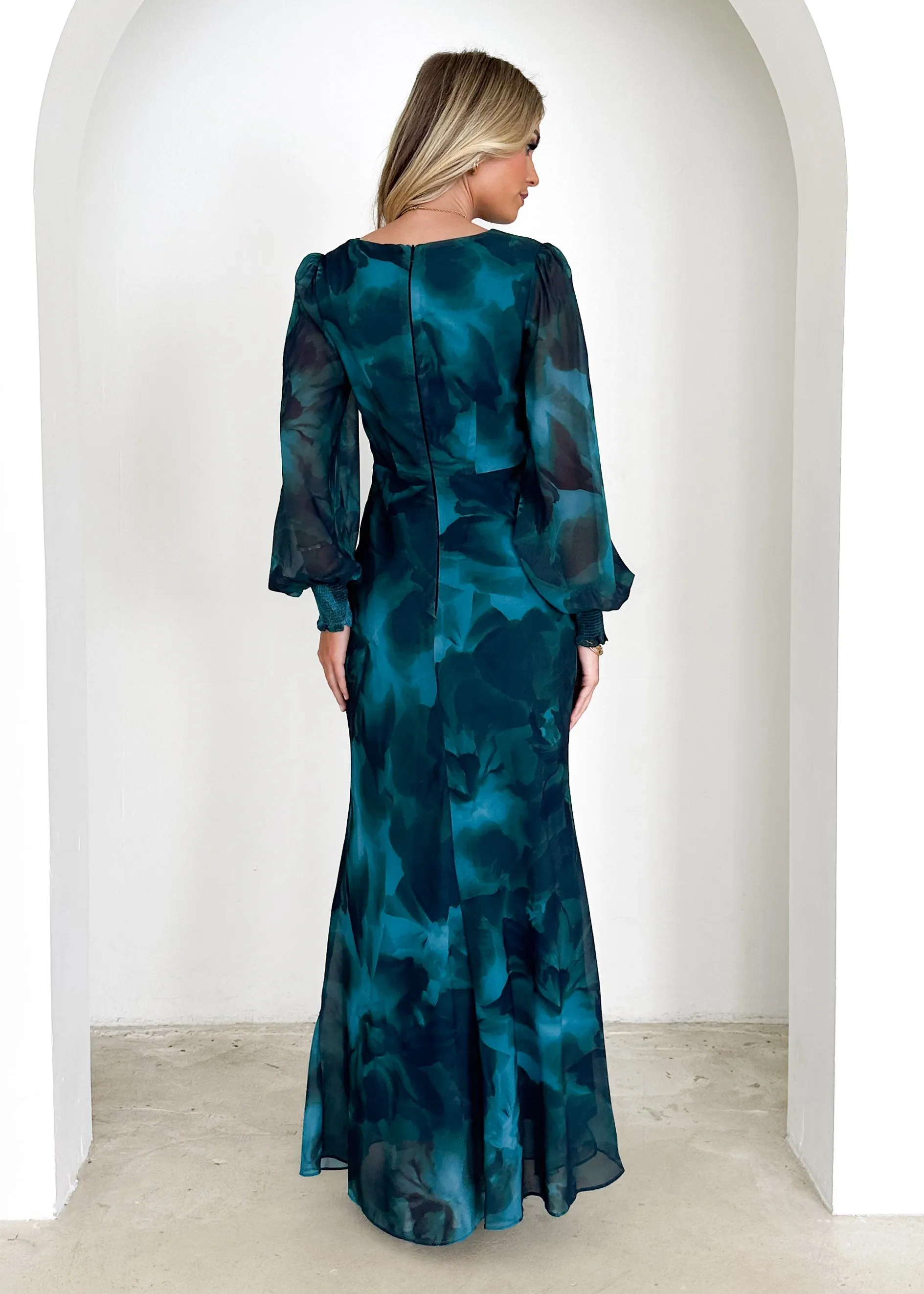 Camellia Midi Dress - Deep Lagoon