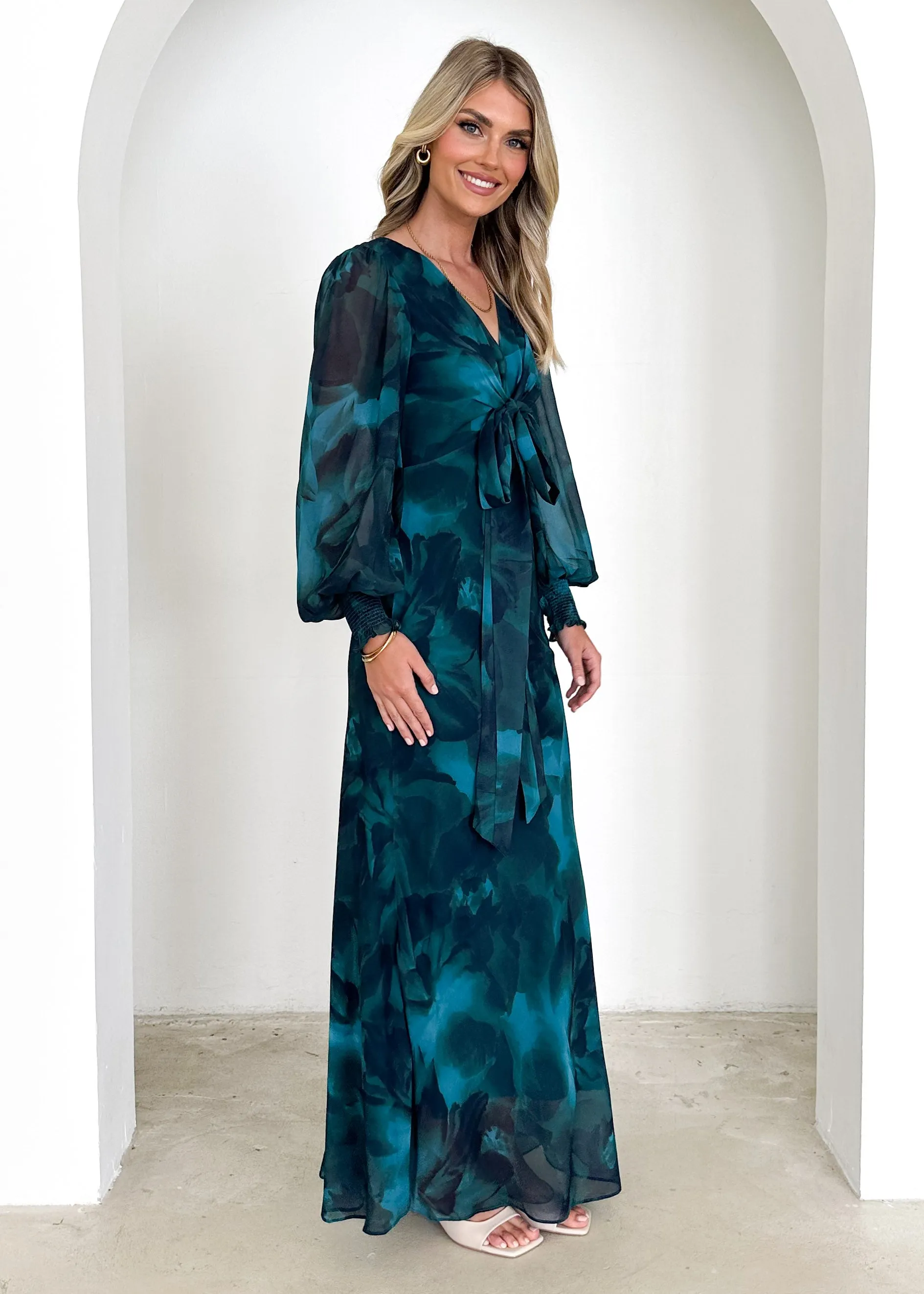 Camellia Midi Dress - Deep Lagoon