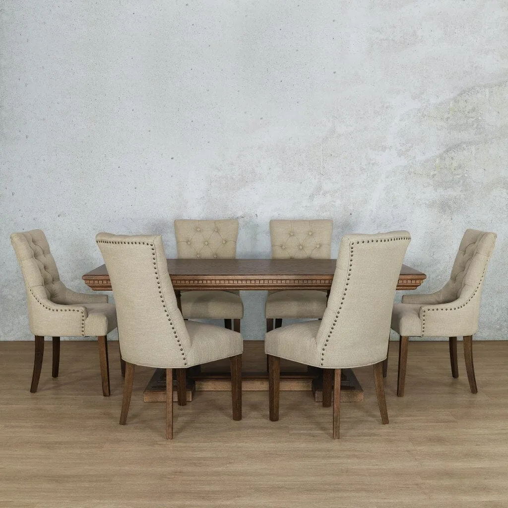 Charlotte Fluted Wood Top & Duchess 6 Seater Dining Set