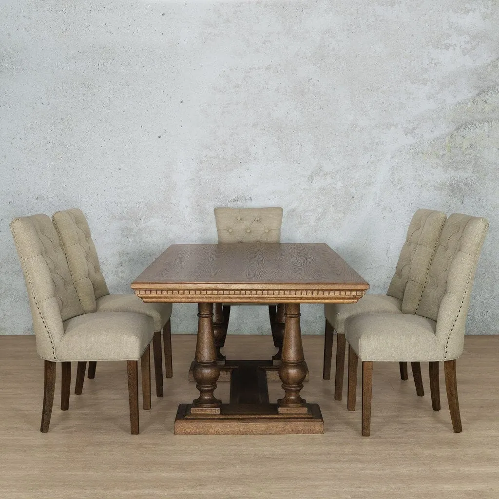 Charlotte Fluted Wood Top & Duchess 6 Seater Dining Set