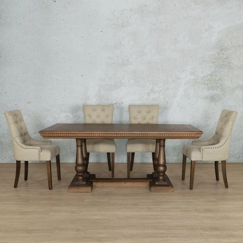 Charlotte Fluted Wood Top & Duchess 6 Seater Dining Set