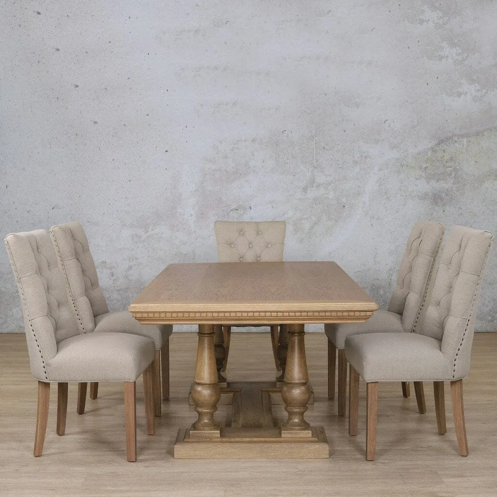 Charlotte Fluted Wood Top & Duchess 6 Seater Dining Set