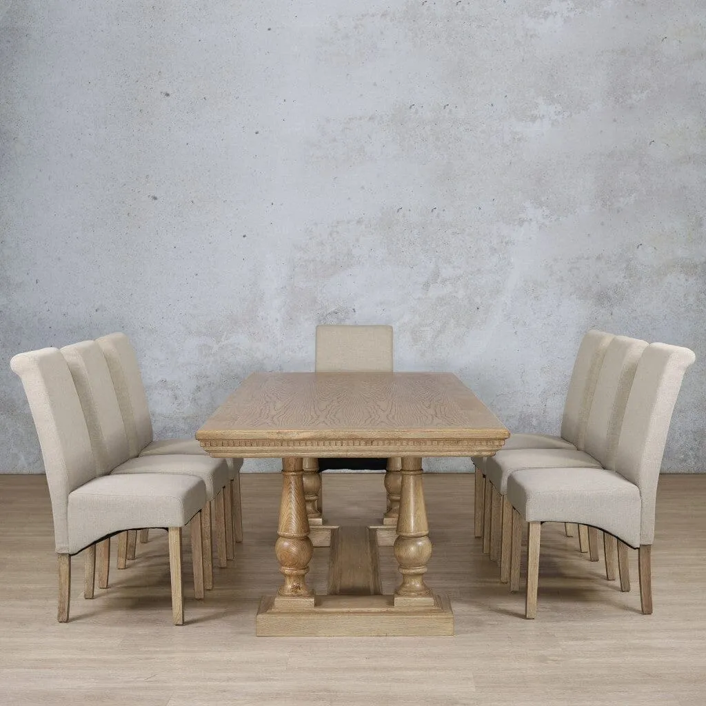 Charlotte Fluted Wood Top & Windsor 8 Seater Dining Set