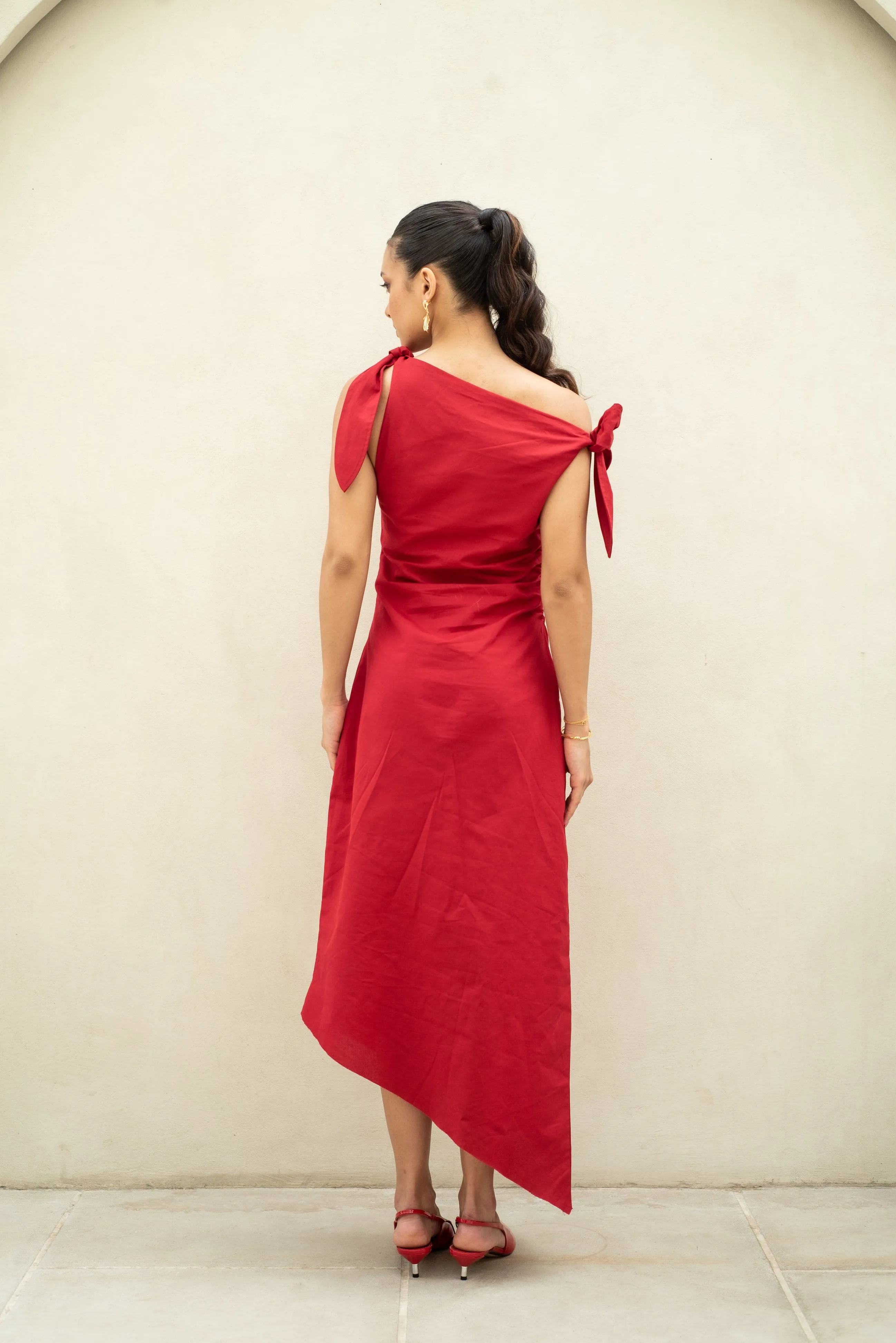 Cherry Tango Linen Dress