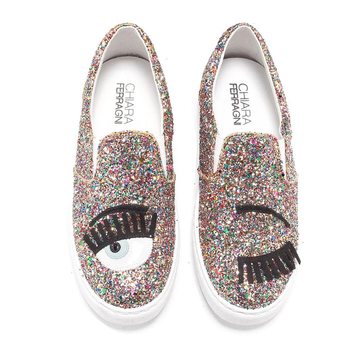 Chiara Ferragni Women's Multicolor Glitter Rainbow Flirting Flats Sneakers