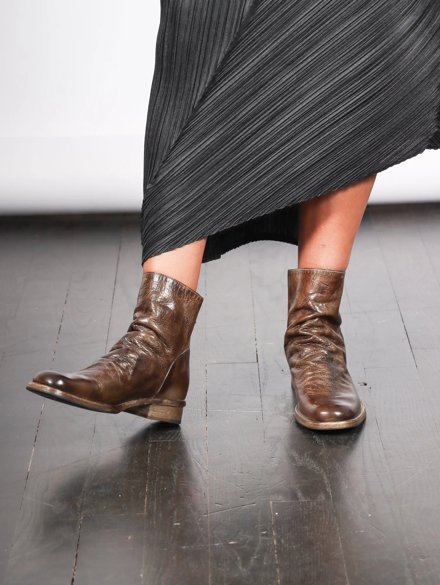 Classic Back Zip Boot in Brown by Shoto