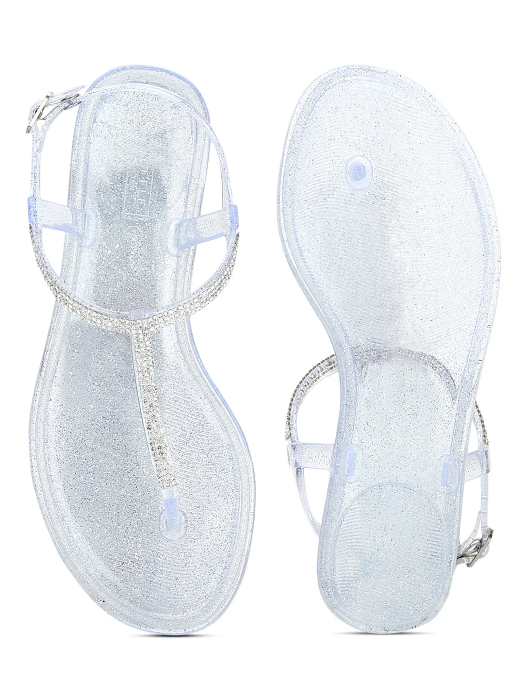 Clear PVC Ankle Strap Flat Sandals