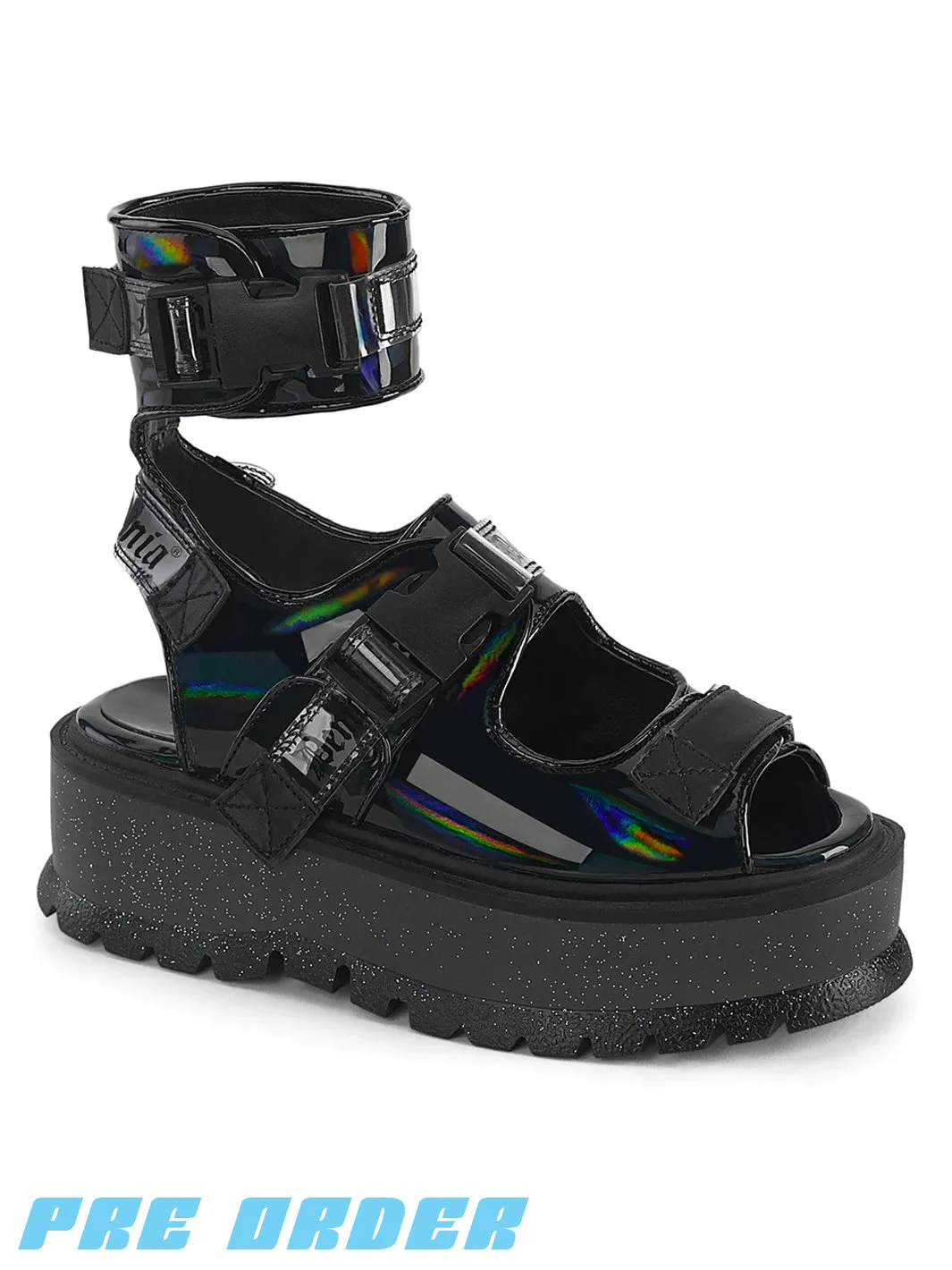 DEMONIA SLACKER-15B - BLACK HOLO PATENT ✰ PRE ORDER ✰