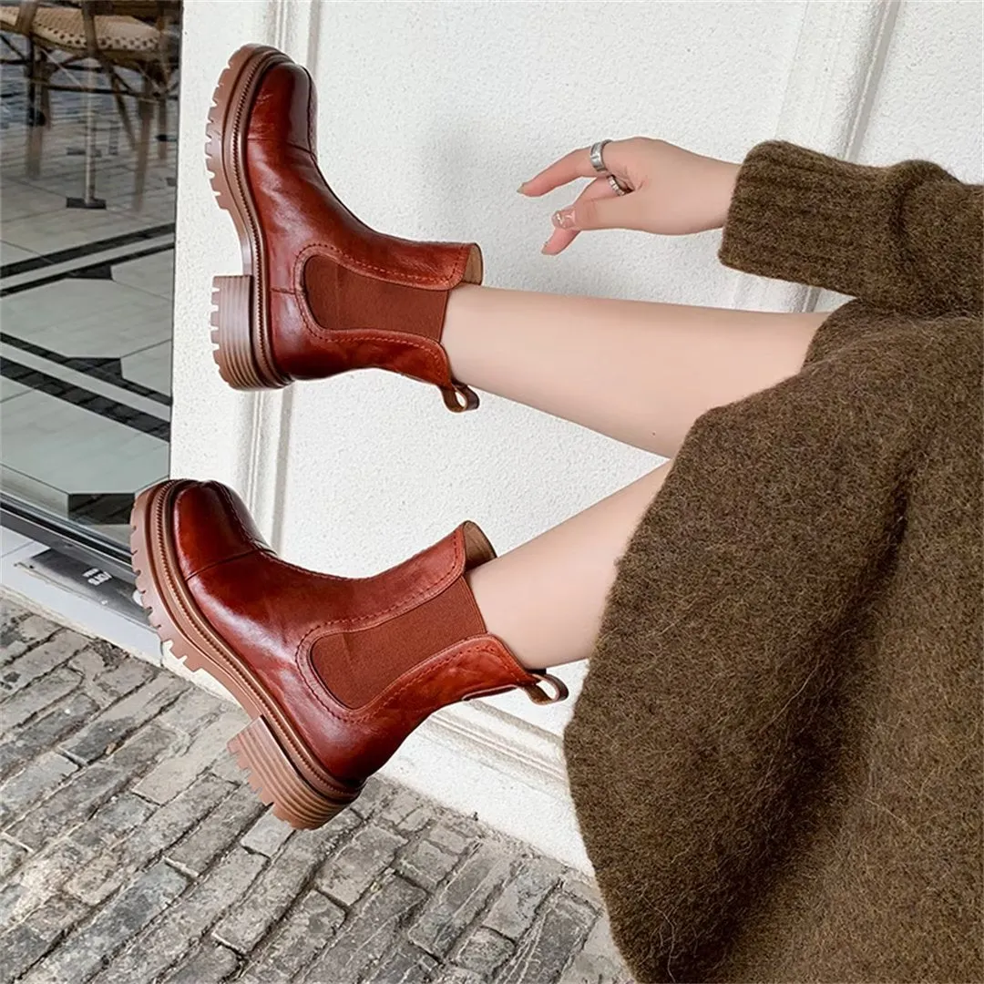 Elegant RoundToe Slip-On Ankle Boots