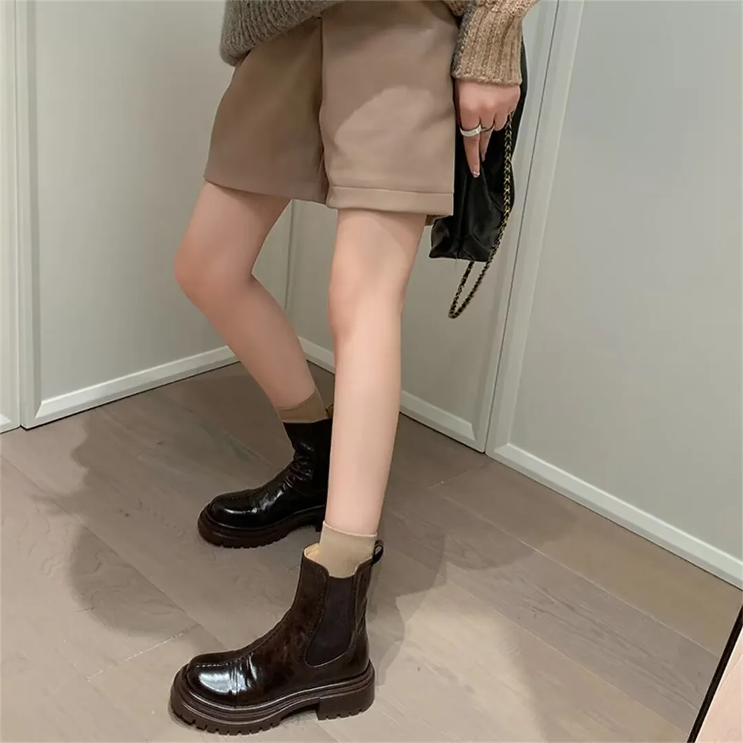 Elegant RoundToe Slip-On Ankle Boots