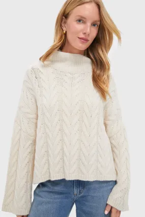 Feather White Cableknit Turtleneck