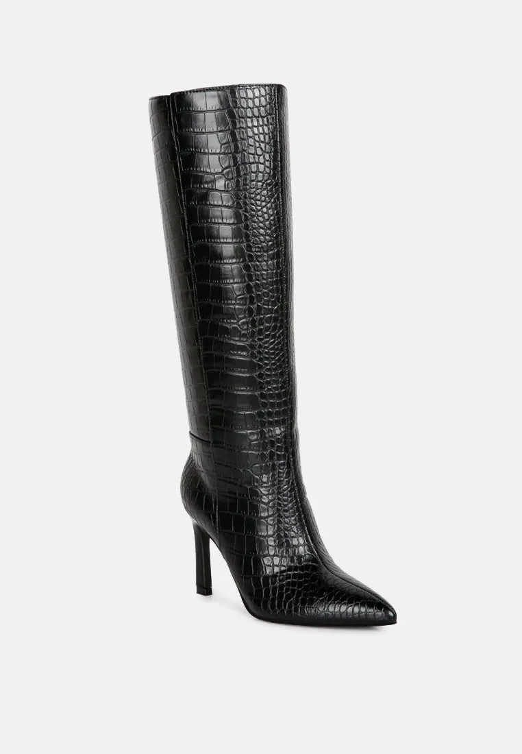 Fewocious Croc High Heel Calf Boots