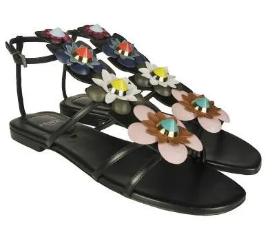 Floral Embellished Sandals-Black or White