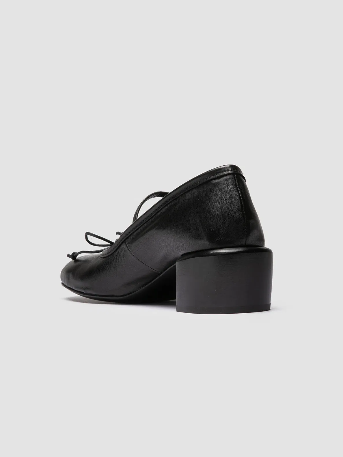 FLORE 001 - Black Leather Ballerina Shoes