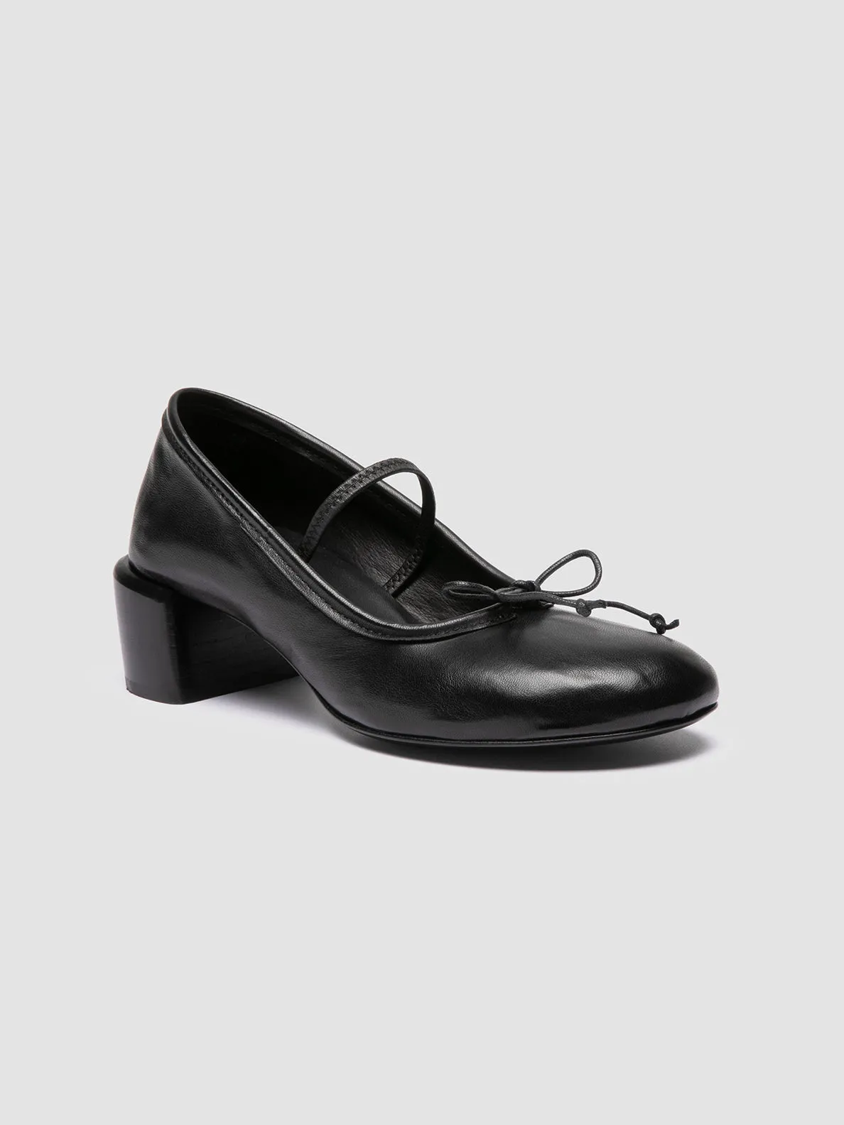 FLORE 001 - Black Leather Ballerina Shoes