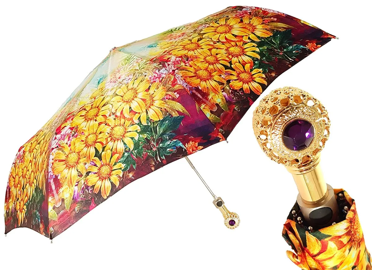 Folding Umbrella For Women With Bright Flowers