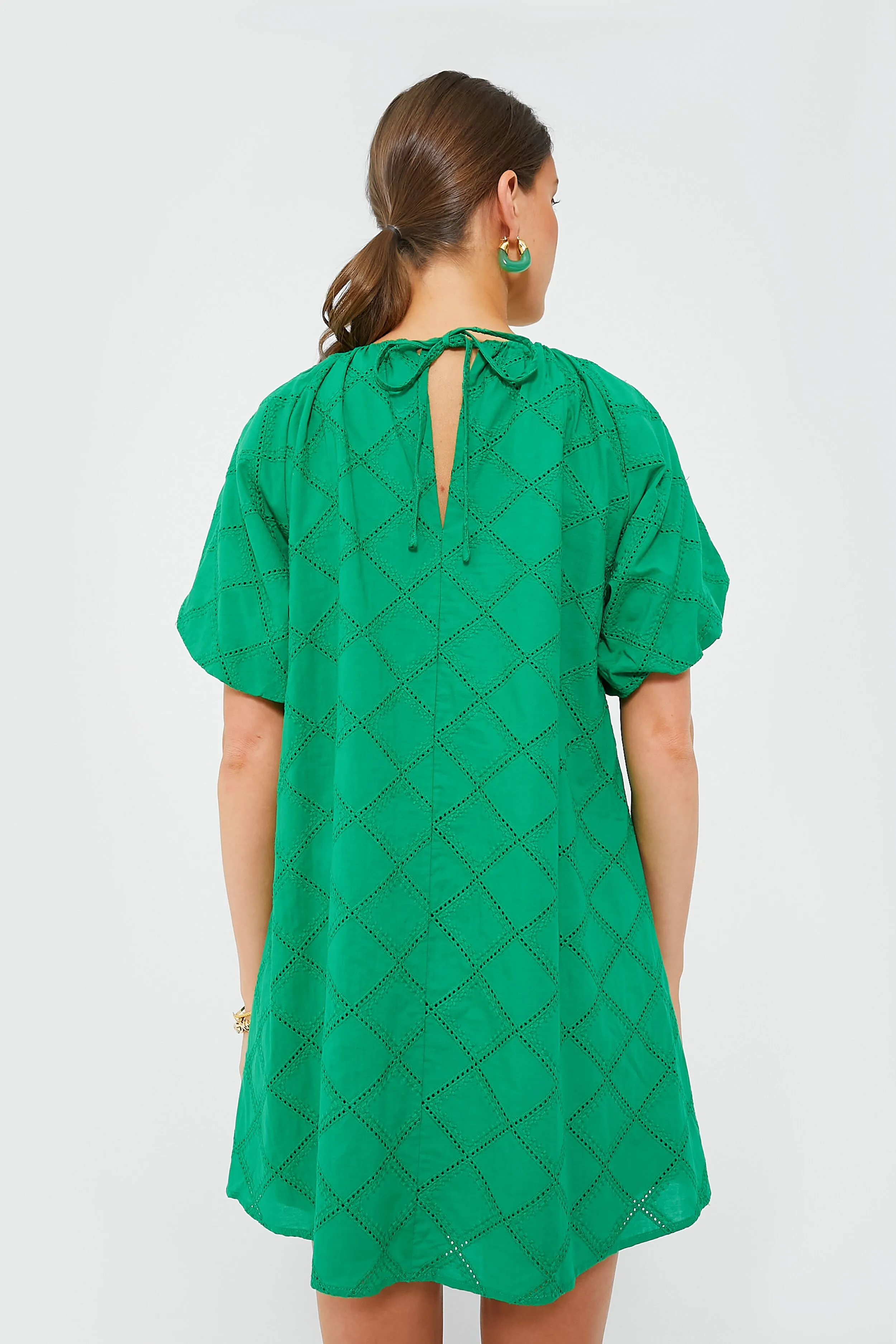 Green Eyelet Quincy Mini Dress