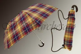 Handcrafted Men's Folding Umbrella in Tartan Design