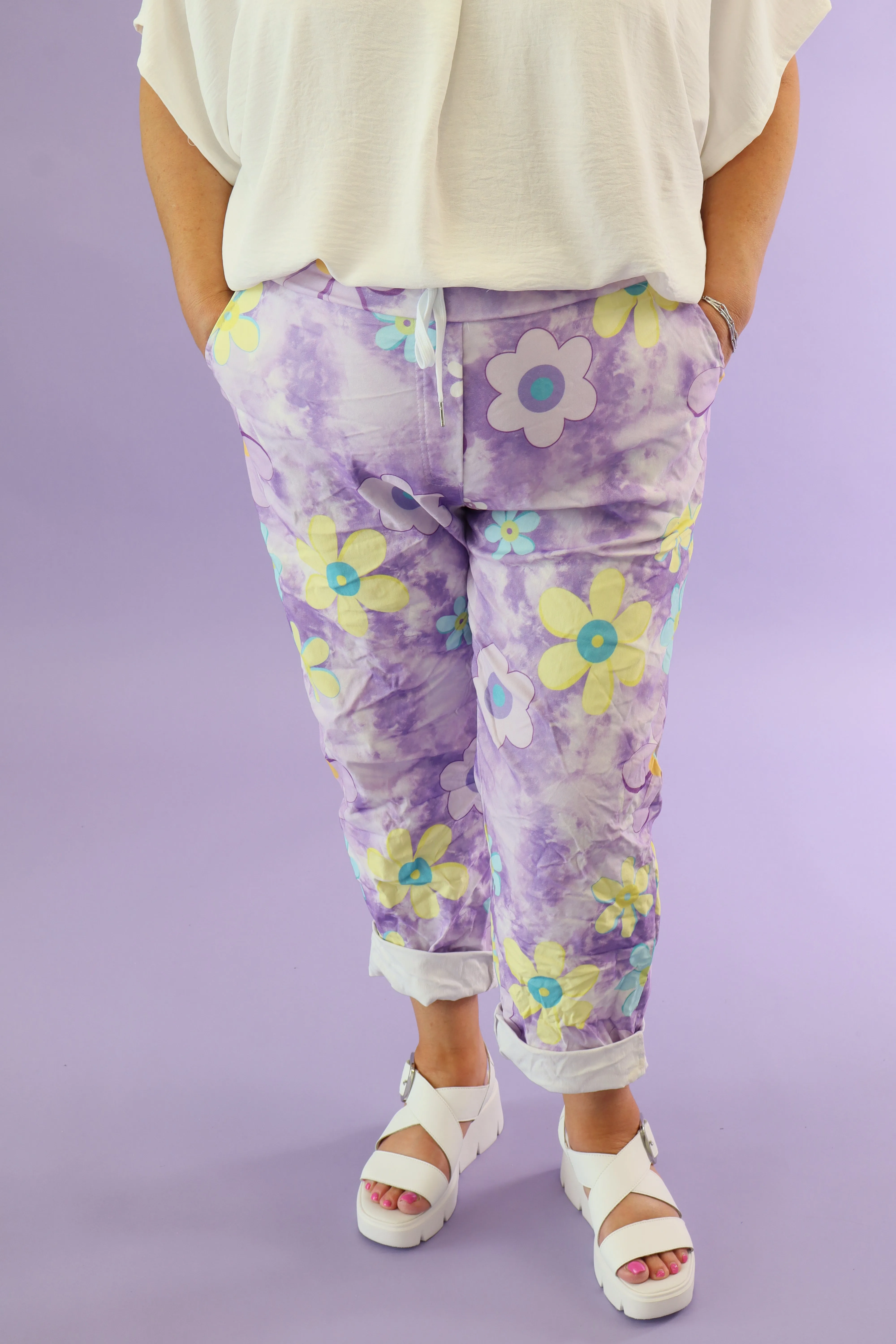 Haven Jogger in Purple Daisies