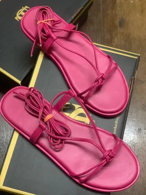 Hot Pink tie up flatforms