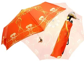 il Marchesato Exclusive Orange Abstract Design, Women's Folding Umbrella