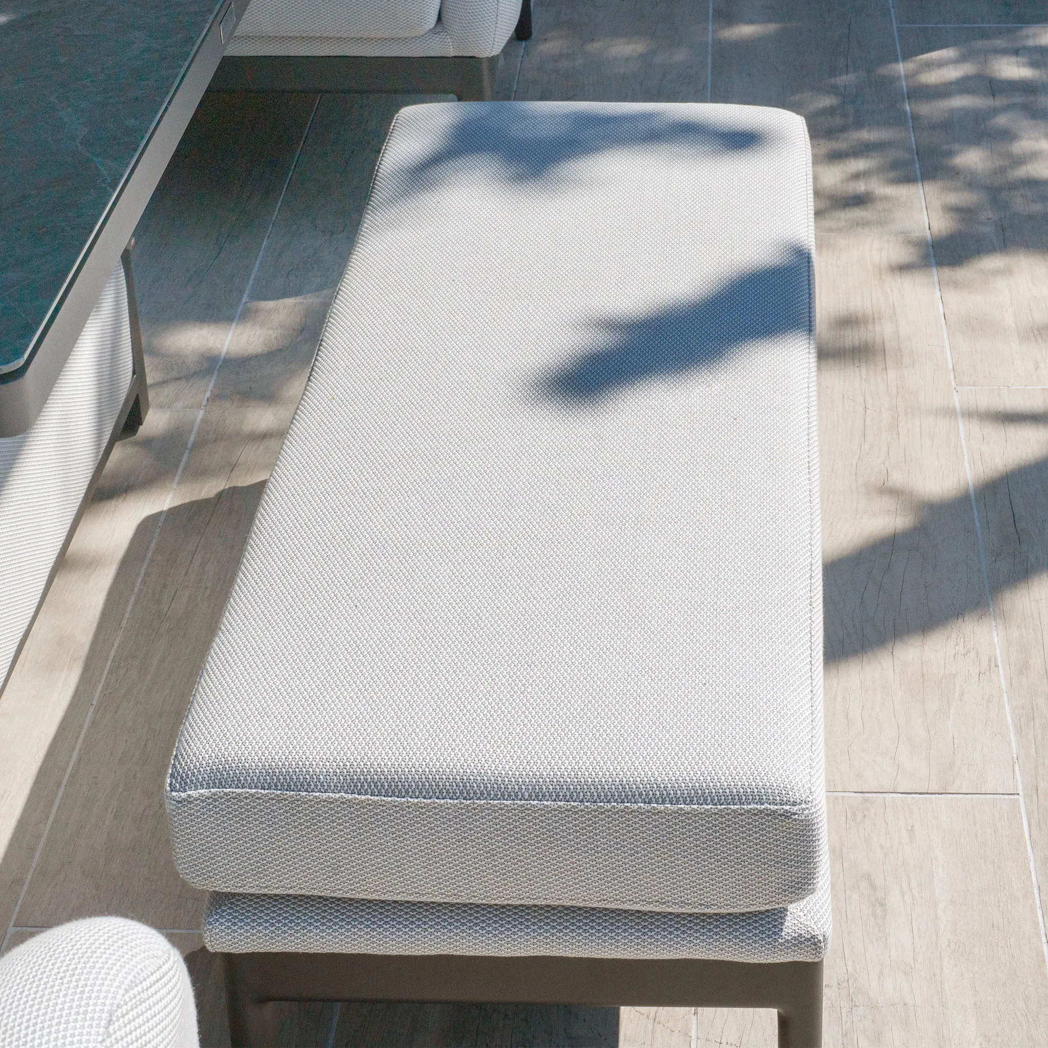 Luna U-Shape Outdoor Fabric Corner Dining with Rising Table in Oyster Grey