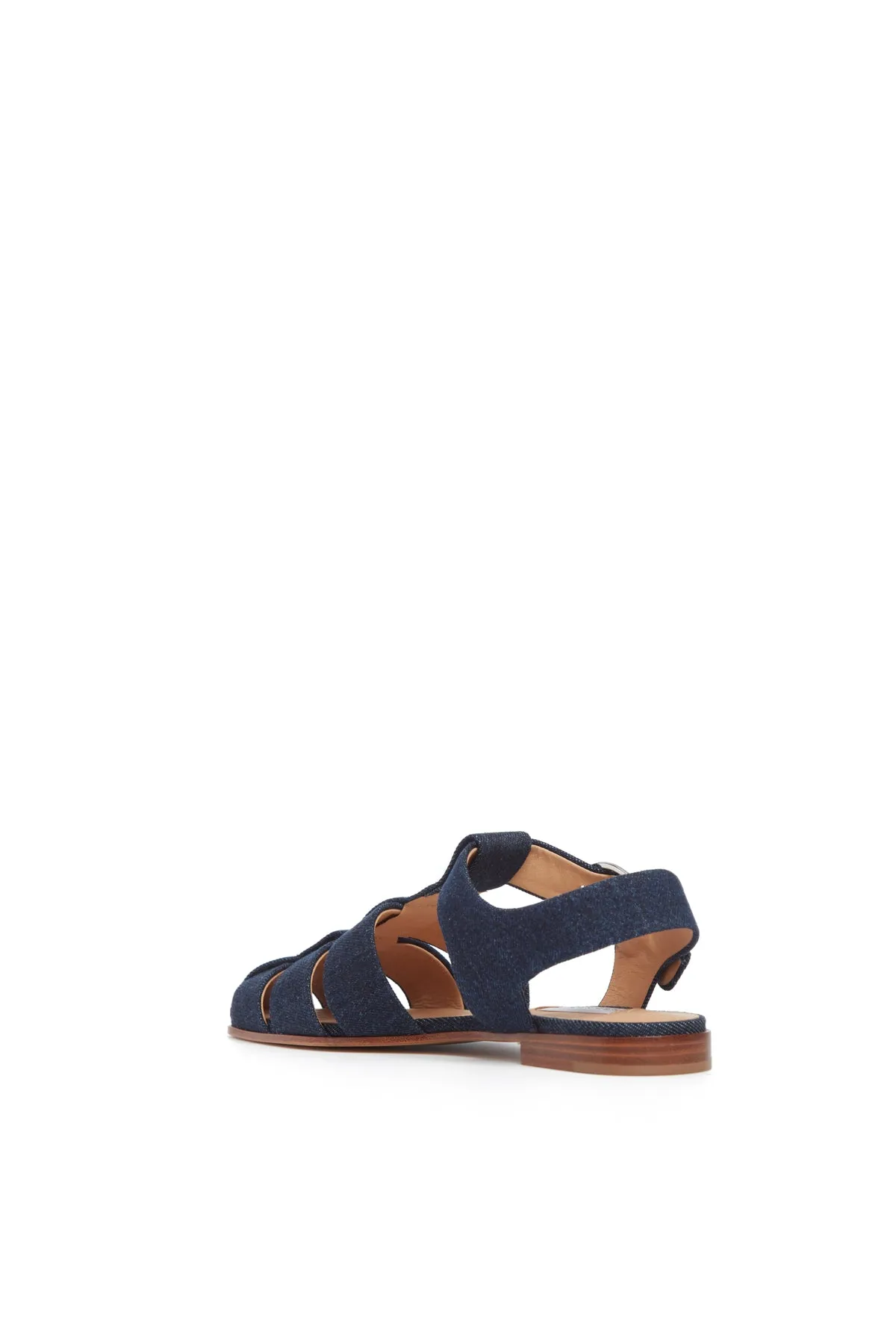 Lynn Flat Sandal in Organic Raw Denim