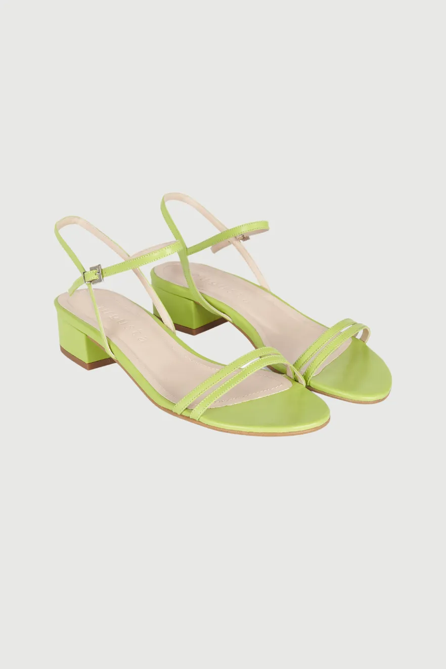 Maisie Sandals in Lime-coloured Leather