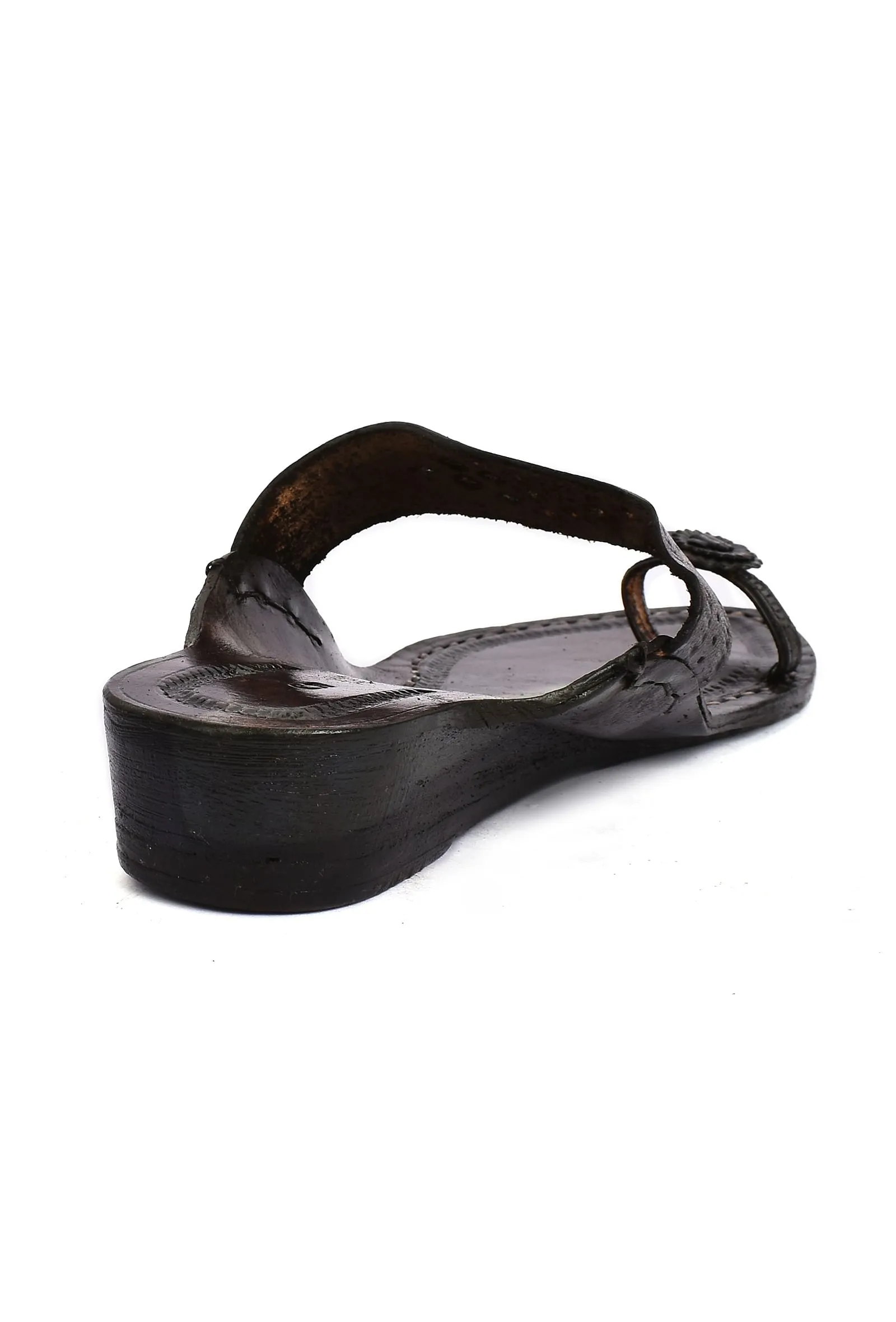 Mehreen Brown Pure Leather Toe Strap Kolhapuri Flats