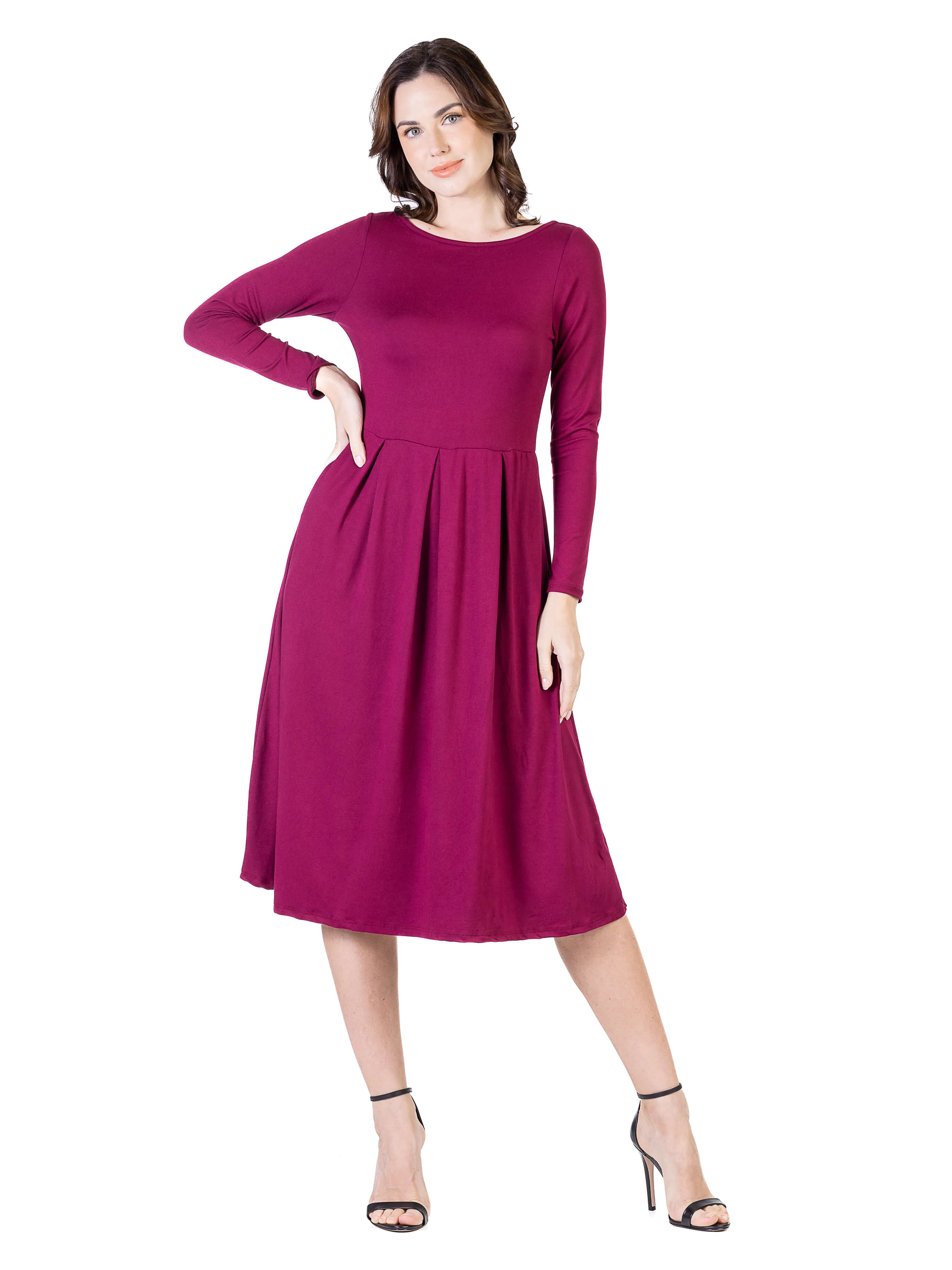 Midi Length Fit N Flare Pocket Dress