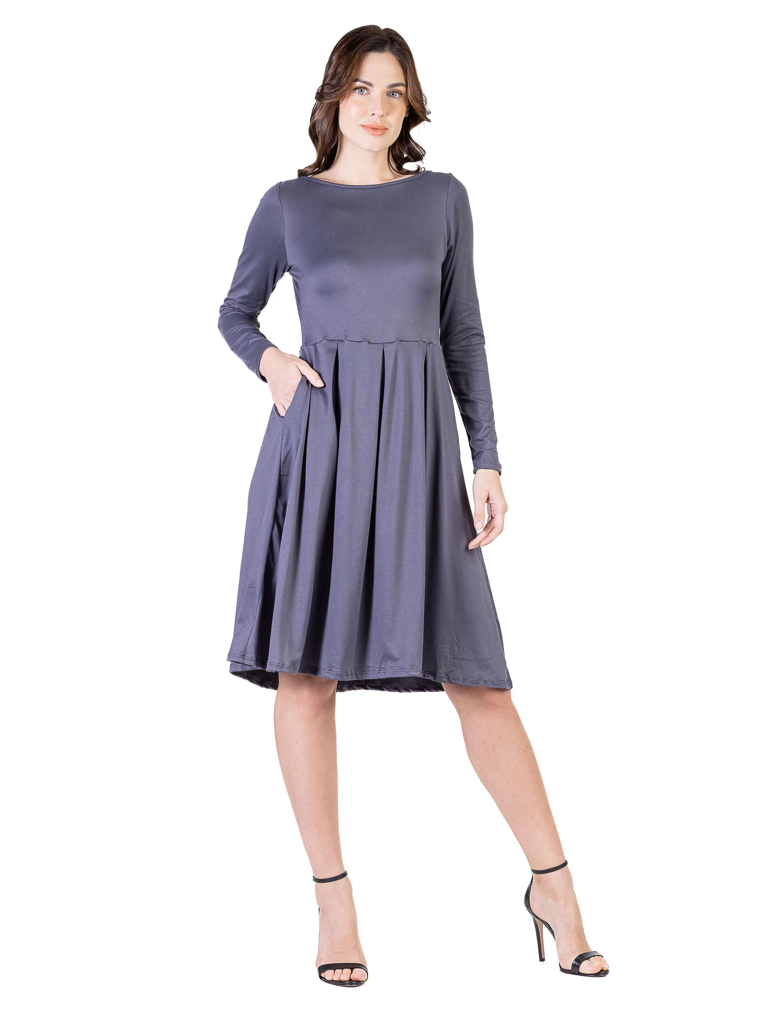 Midi Length Fit N Flare Pocket Dress