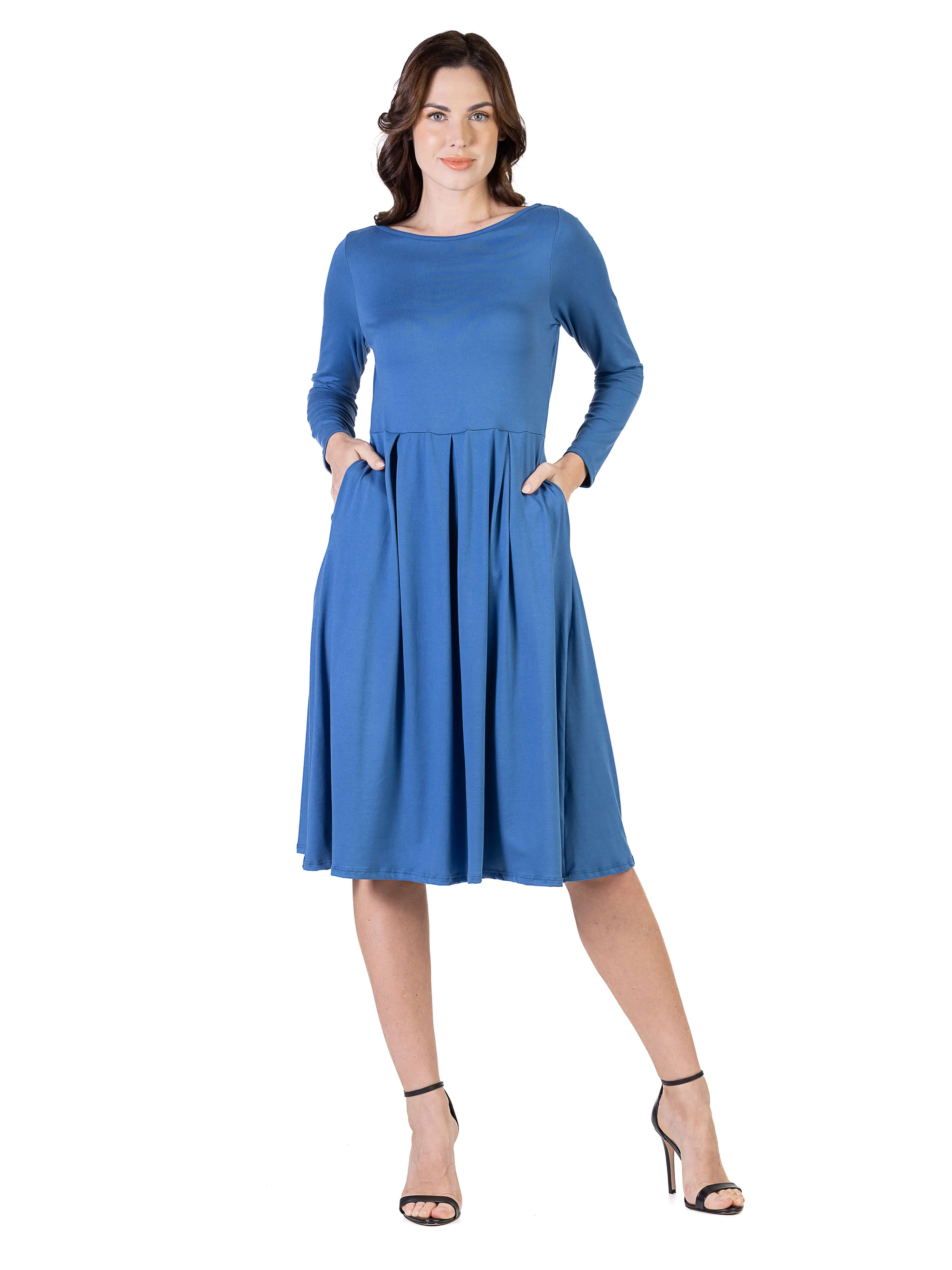 Midi Length Fit N Flare Pocket Dress