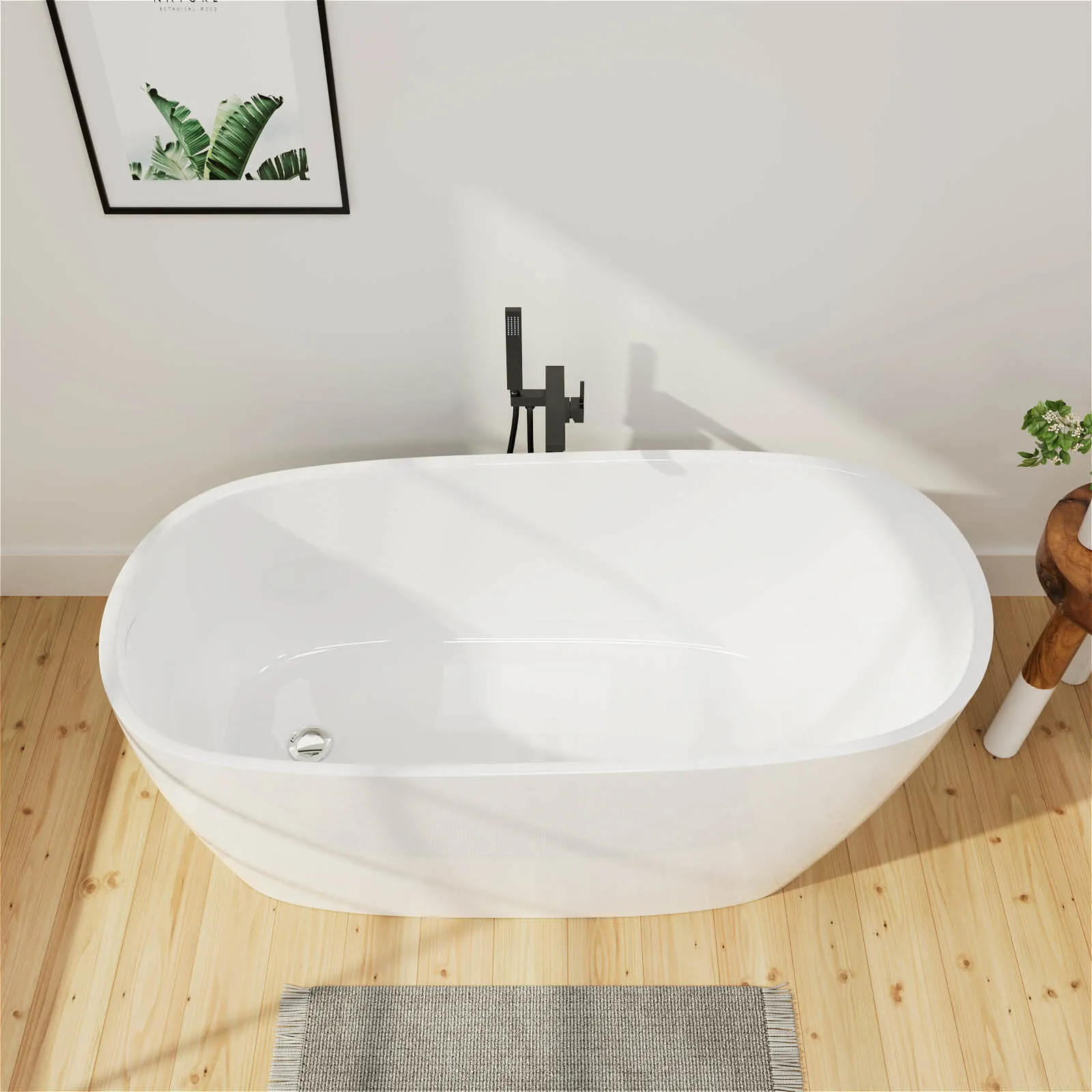 Mokleba 59'' Acrylic Single Slipper Bathtub, Modern Style, Color Consistency, Exclusive Patent