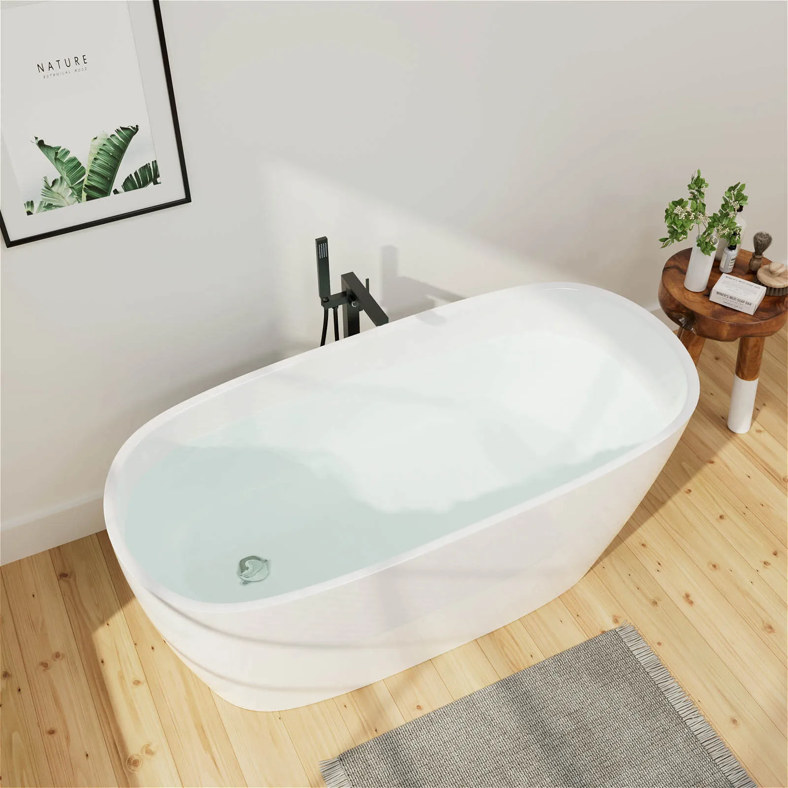 Mokleba 59'' Acrylic Single Slipper Bathtub, Modern Style, Color Consistency, Exclusive Patent