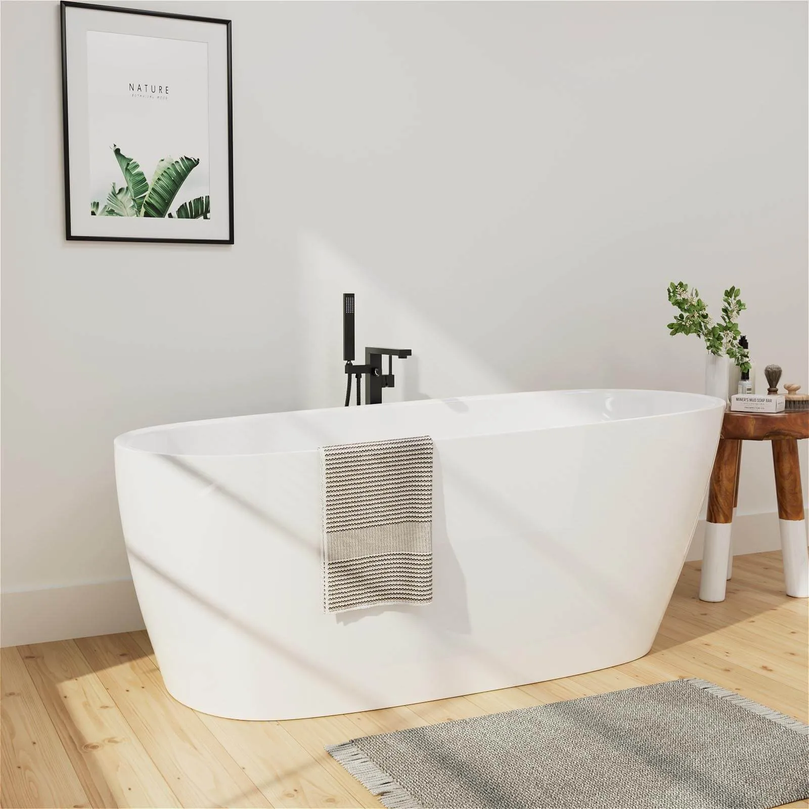 Mokleba 59'' Acrylic Single Slipper Bathtub, Modern Style, Color Consistency, Exclusive Patent