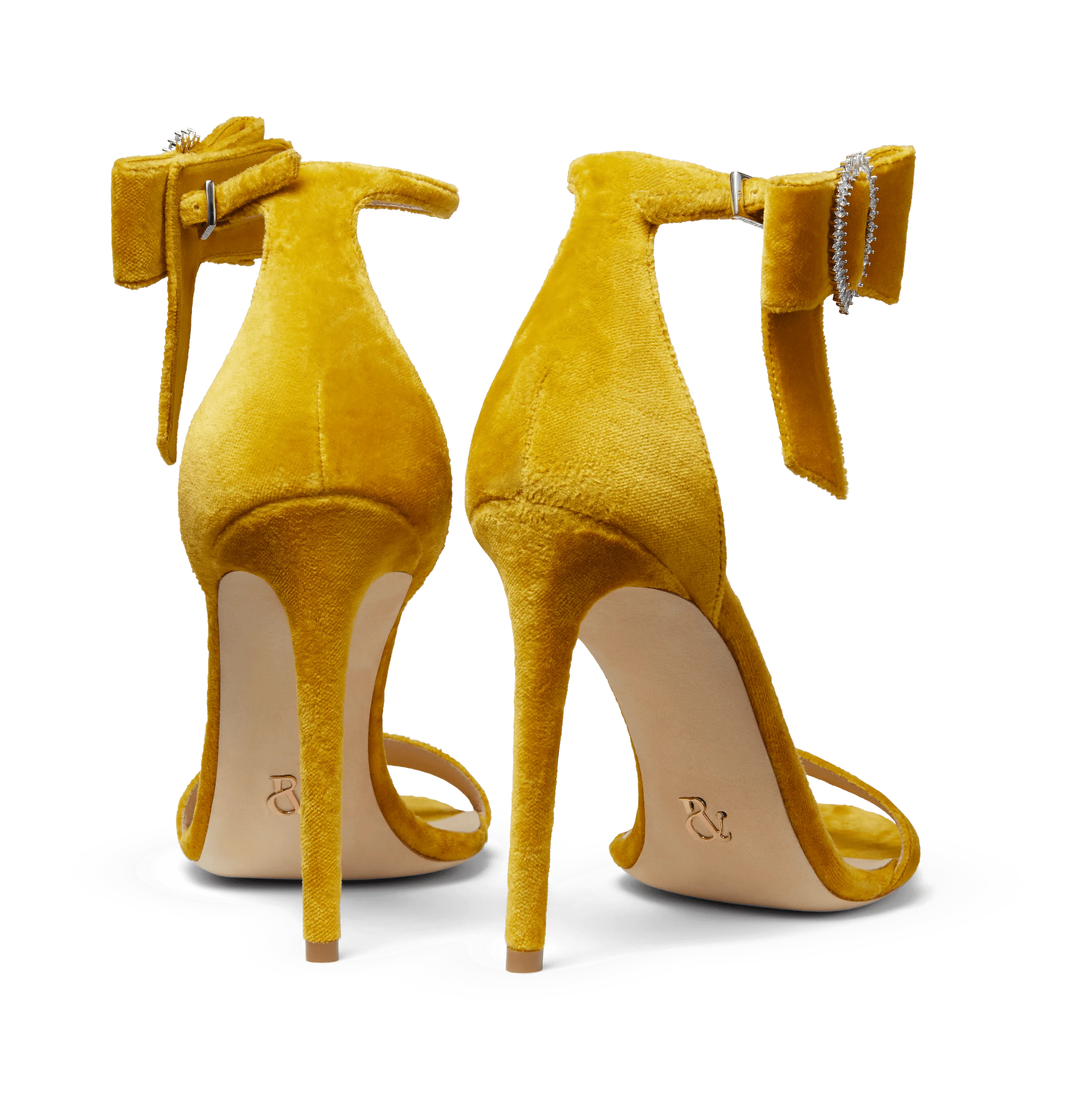 Mustard Velvet Bow Sandals